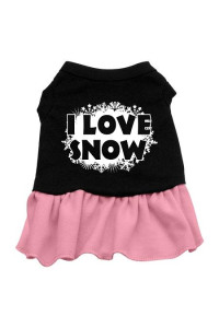 I Love Snow Dog Dress - Black with Pink/Large