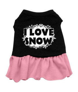 I Love Snow Dog Dress - Black with Pink/Large