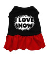 I Love Snow Dog Dress - Black with Red/Large
