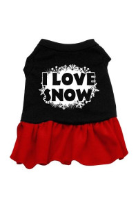 I Love Snow Dog Dress - Black with Red/Large