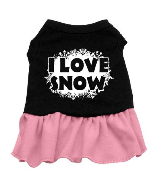 I Love Snow Dog Dress - Black with Pink/Small