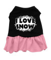 I Love Snow Dog Dress - Black with Pink/Extra Large