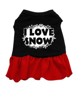 I Love Snow Dog Dress - Black with Red/Extra Small