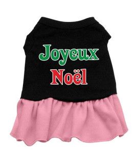 Joyeux Noel Dog Dress - Black with Pink/Large
