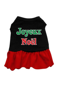 Joyeux Noel Dog Dress - Black with Red/Large