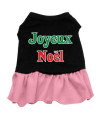 Joyeux Noel Dog Dress - Black with Pink/Medium