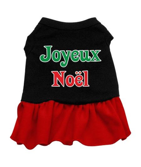 Joyeux Noel Dog Dress - Black with Red/Medium