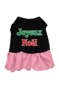 Joyeux Noel Dog Dress - Black with Pink/Extra Large