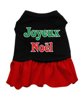 Joyeux Noel Dog Dress - Black with Red/Extra Large