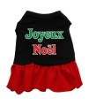 Joyeux Noel Dog Dress - Black with Red/Extra Small