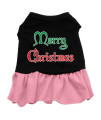 Merry Christmas Dog Dress - Black with Pink/Extra Large