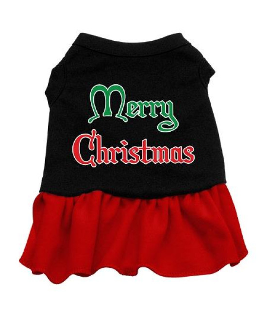 Merry Christmas Dog Dress - Black with Red/XXX Large