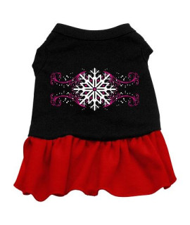 Pink Snowflake Dog Dress - Black with Red/Extra Large