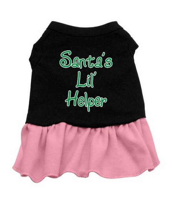 Santa's Lil Helper Dog Dress - Black with Pink/Large