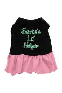 Santa's Lil Helper Dog Dress - Black with Pink/Medium