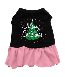 Scribble Merry Christmas Dog Dress - Black with Pink/Small