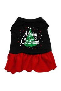 Scribble Merry Christmas Dog Dress - Black with Red/Small