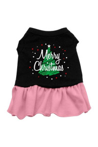 Scribble Merry Christmas Dog Dress - Black with Pink/XXX Large