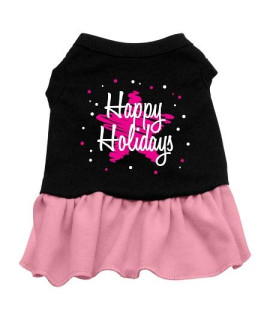 Scribble Happy Holidays Dog Dress - Black with Pink/Small