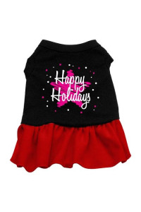 Scribble Happy Holidays Dog Dress - Black with Red/Extra Large