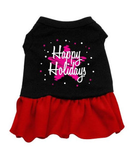 Scribble Happy Holidays Dog Dress - Black with Red/Extra Large