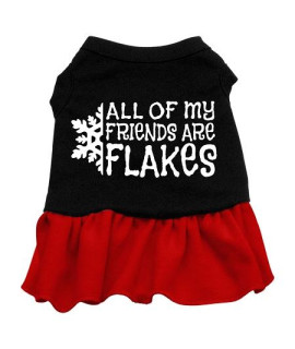All my friends are Flakes Dog Dress - Black with Red/Extra Large