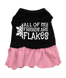 All my friends are Flakes Dog Dress - Black with Pink/Extra Small