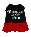 Aberdoggie Christmas Dog Dress - Black with Red/Large