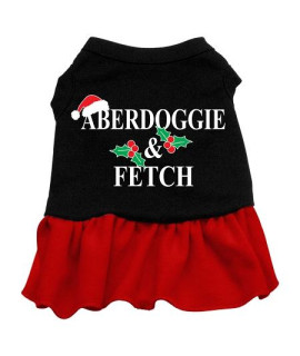 Aberdoggie Christmas Dog Dress - Black with Red/Large