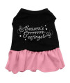 Seasons Greetings Dog Dress - Black with Pink/Extra Large