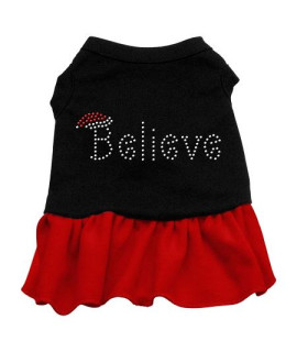 Believe Rhinestone Dog Dress - Black with Red/Small