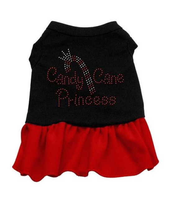 Candy Cane Princess Rhinestone Dog Dress - Black with Red/Medium