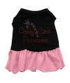 Candy Cane Princess Rhinestone Dog Dress - Black with Pink/Small