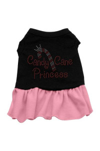 Candy Cane Princess Rhinestone Dog Dress - Black with Pink/Small