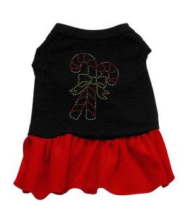 Candy Canes Rhinestone Dog Dress - Black with Red/Large