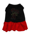Candy Canes Rhinestone Dog Dress - Black with Red/XXX Large