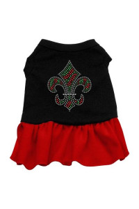 Christmas Fleur De Lis Rhinestone Dog Dress - Black with Red/Medium