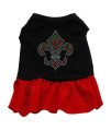 Christmas Fleur De Lis Rhinestone Dog Dress - Black with Red/Small