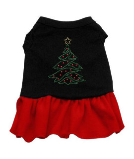Christmas Tree Rhinestone Dog Dress - Black with Red/Medium