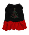 Christmas Tree Rhinestone Dog Dress - Black with Red/Extra Large