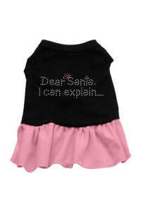 Dear Santa Rhinestone Dog Dress - Black with Pink/Large