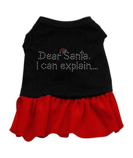 Dear Santa Rhinestone Dog Dress - Black with Red/Large