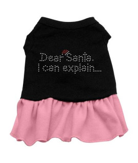 Dear Santa Rhinestone Dog Dress - Black with Pink/Small