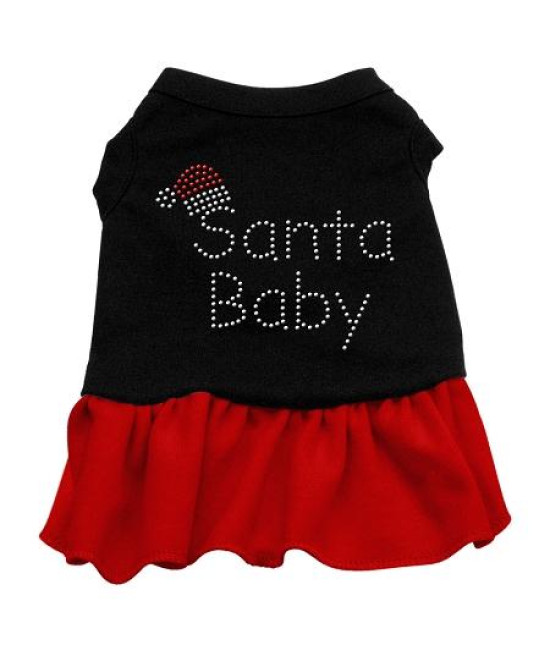 Santa Baby Rhinestone Dog Dress - Black with Red/Small