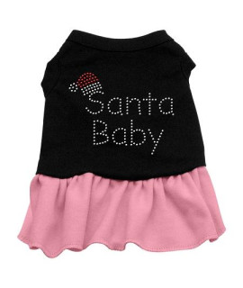 Santa Baby Rhinestone Dog Dress - Black with Pink/Extra Large