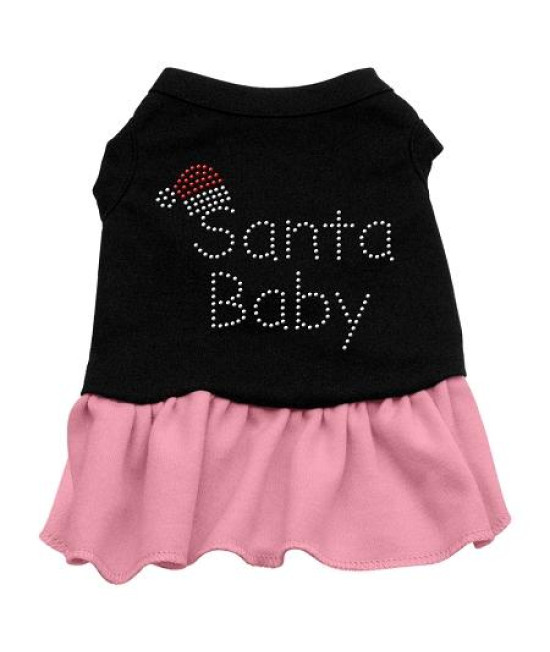 Santa Baby Rhinestone Dog Dress - Black with Pink/Extra Small