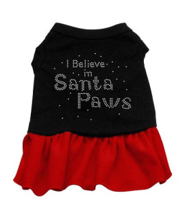 Santa Paws Rhinestone Dog Dress - Black with Red/Extra Small