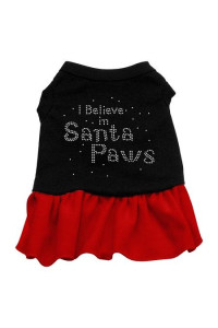 Santa Paws Rhinestone Dog Dress - Black with Red/XX Large