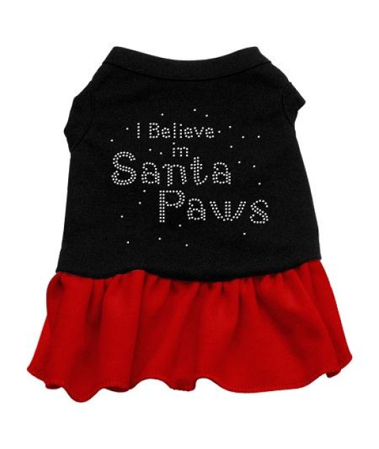 Santa Paws Rhinestone Dog Dress - Black with Red/XX Large