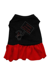 Santa Stop Here Rhinestone Dog Dress - Black with Red/Medium